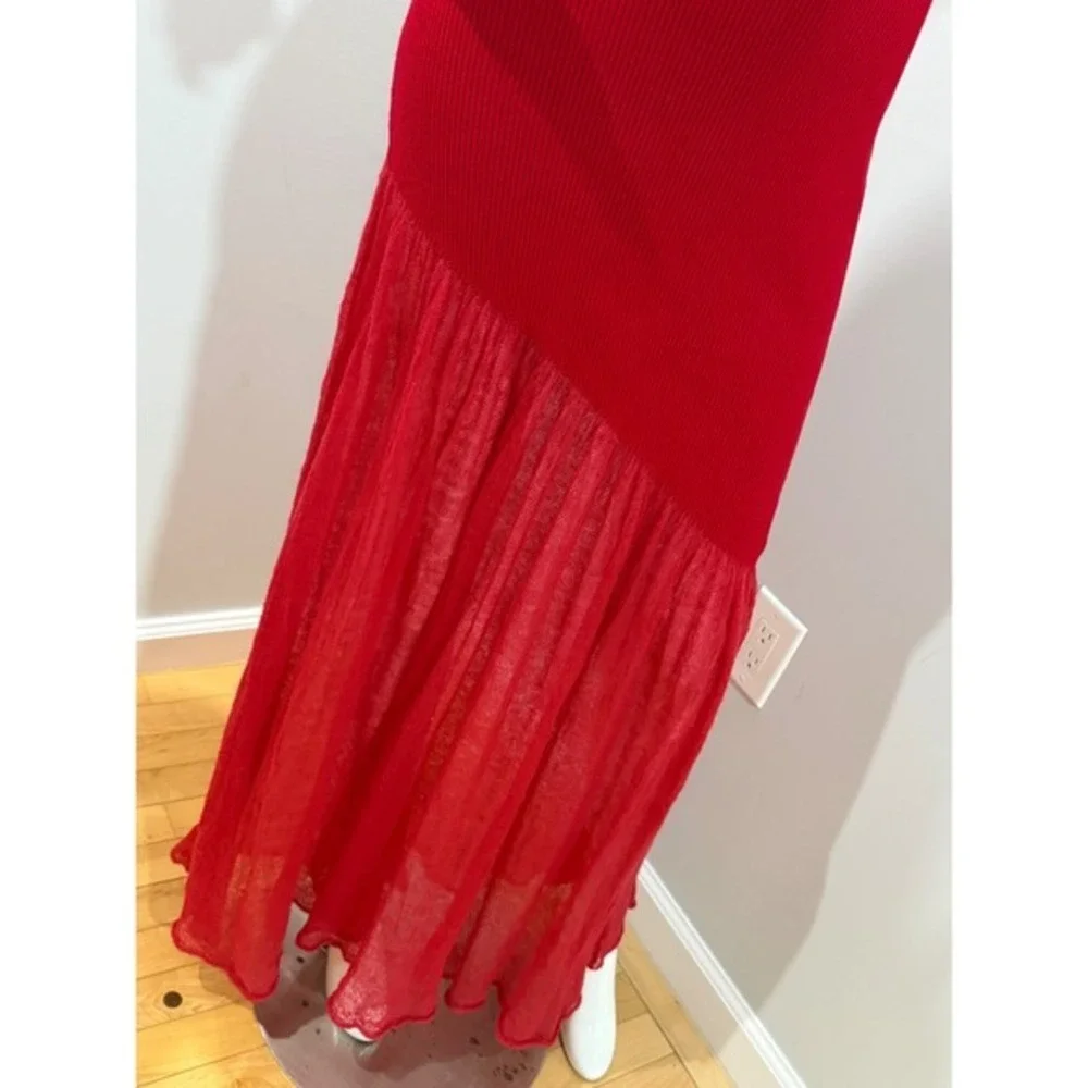 Commense Red‎ Knit Maxi Dress Turtleneck Long Sleeve Evening Cocktail Dress